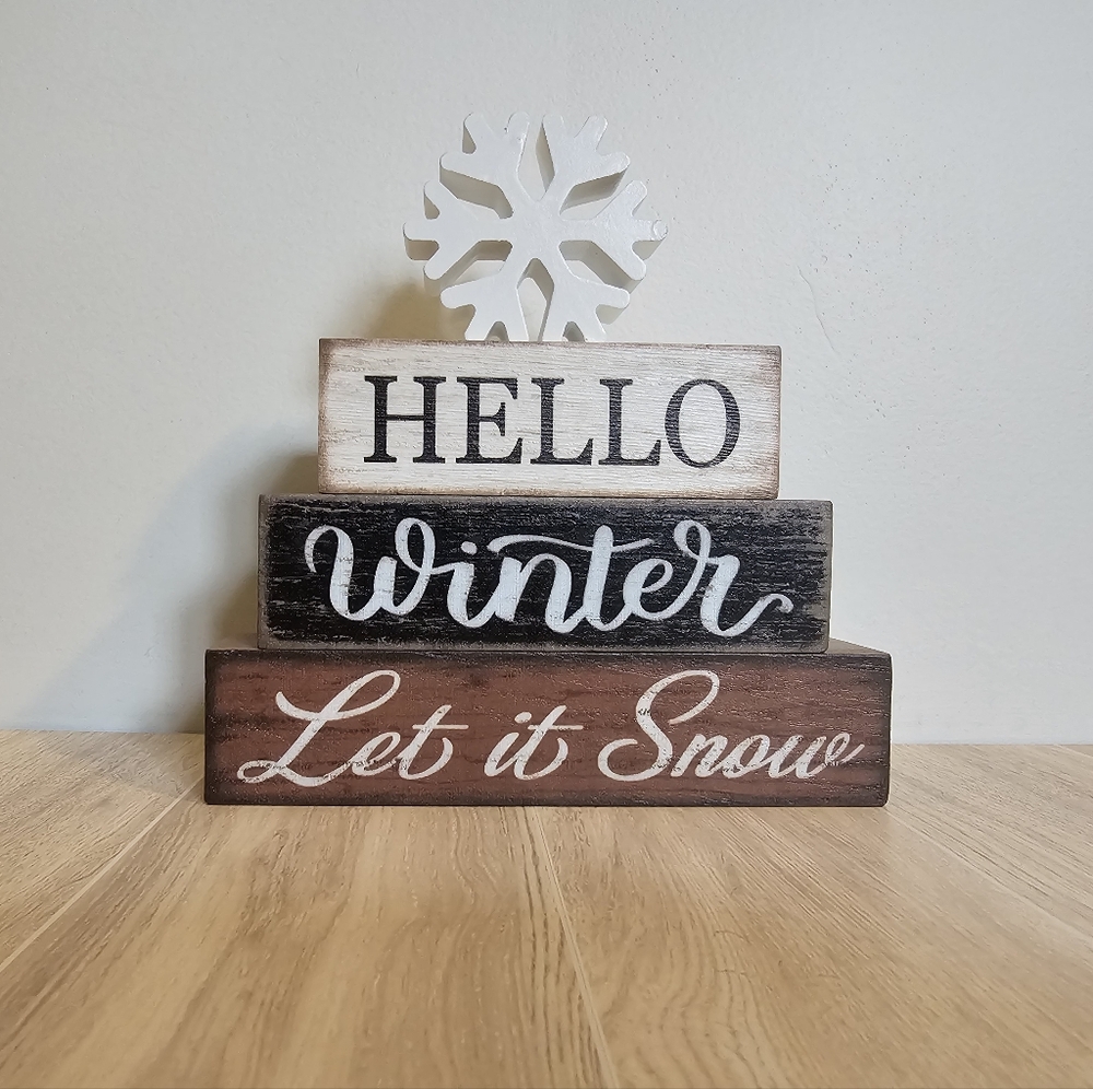 Rustic Winter Wooden Sign Decor